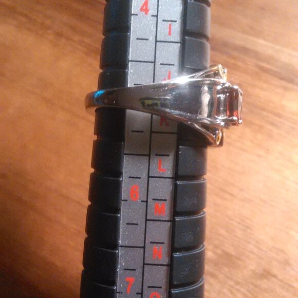 Mozambique Garnet and White Zircon Brass Ring (Size 5) - Picture 3 of 12